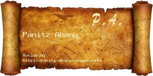 Panitz Abony névjegykártya